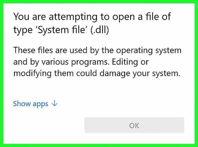 opening a dll file notification